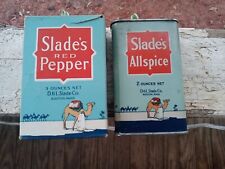 Vintage Slades Red PEPPER Box & All Spice Advertising Tin Canister Boston Mass  picture