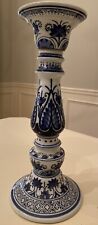 Large 14” Chinoiserie Blue And White Candle Holder picture
