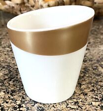 Starbucks 2012 Tazo Tea Cup Mug No Handle White Gold New Bone China Slanted  picture