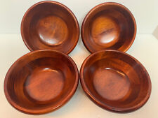 VTG Set of 4 Walnut Wooden Salad Dessert Bowls  7” x  2.5”  EUC picture