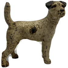 Antique Hubley Cast Iron Terrier Dog 8 Inches High Painted White with Black Spot picture