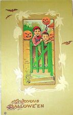 Unused Antique Stecher Halloween Postcard, Boys Night Out ,JOLs, Bats- Free Shp. picture