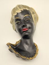 Vintage Art 1959 W. Goebel Ebony Woman Bust Wall Plaque, Black/Gold, Striking picture