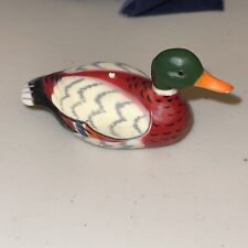 Vintage Small Mallard Duck Figurine Carved Plastic Made In Hong Kong picture