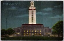 Austin Texas TX, 1951 University Tower Building at Night, Vintage Postcard picture