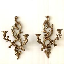 Vintage Syroco Gold Double Arm Candle Wall Sconces Mid Century Hollywood Regency picture