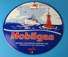 Vintage Mobil Marine Sign - Pegasus Mobilgas Gas Pump Service Porcelain Sign picture