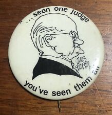 Original 1969 Chicago 7 Conspiracy Judge Trial Button by Jules Feiffer RARE Pin picture