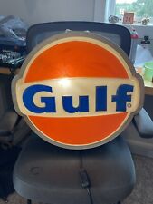 Vintage Dealer 20” Large Gulf Oil Dog Ear Light Up Sign E-6542 1981 picture