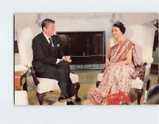 Postcard Pres. Reagan Meets India's Prime Minister Indira Gandhi Washington DC picture