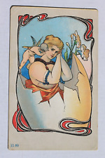 Old UDB Easter Art Nouveau postcard Girl, Cupid, Egg, pre 1907 picture