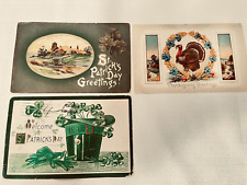 Set of 3 ANTIQUE EMBOSSED Postcards- Thanksgiving, St. Patricks Day  St.Pats Day picture