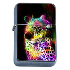 Neon Rainbow Cheetah Em1 Flip Top Oil Lighter Wind Resistant picture