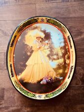 Budweiser Beer Serving Tray - 1982 Woman In Yellow Dress - VINTAGE picture