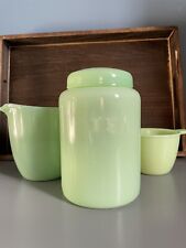 Reproduction Jadite  Green Glass Tea Canister Jar W/ Lid picture