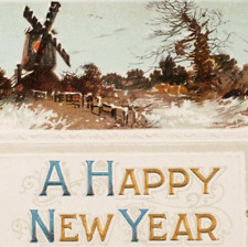 Vintage Postcard Happy New Year Windmill Winter 1910 Divided Back Posted   PC1 picture