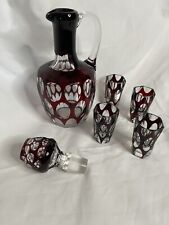 Vintage Dark cranberry decanter And Shot Glasses picture