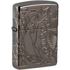 Zippo Windproof Lighter Armor Wiccan Inspired Elements Black Ice Metal 49689 picture