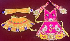 Set of 2 Lehenga Chunri Set Devi MATA Rani Orange Hot Pink Embroidery Godess picture