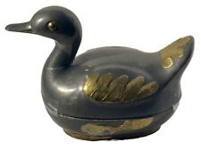 Vintage Hong Kong Pewter & Brass Miniature Duck Trinket/Stash Box (J) picture