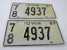 1967 Iowa License Plate Number Tag PAIR Plates Pottawattamie County 4937 picture