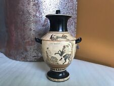 Vintage Hand Painted Vergina Greece-Greek Amphora Pottery Vase Pitcher Vessel picture
