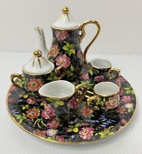 Miniature 10-Pc Floral Ceramic Tea Set w/Large Plate - Not for food/drink use picture