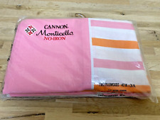 vintage pillowcases NEW CANNON MONTICELLO NO-IRON 50s 60s 70s pink orange stripe picture