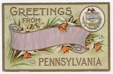 Embossed Large Letter Greetings from Pennsylvannia 1911 Postcard picture
