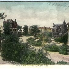 c1910s Pinehurst NC Beautiful Houses Hand Colored Collotype Postcard Merrow A40 picture