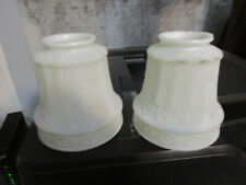 2 VINTAGE SATIN FROST FLUTED BAROQUE PATTERN ELECTRIC DINNING FIXTURE SHADES picture