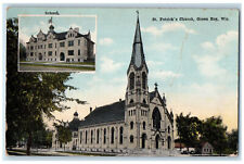 c1910 Front and Side View St. Patrick's Church Green Bay Wisconsin WI Postcard picture