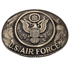 US Air Force Belt Buckle Brass USAF Military Aircraft Airplane Plane Vintage picture