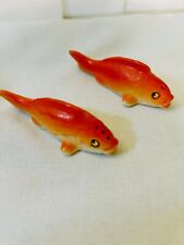 Vintage Japan Orange Koi Fish Salt & Pepper Shakers With Cork Stoppers picture