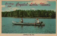  Vtg Postcard Greetings From Crystal Lake Illinois 1968 picture