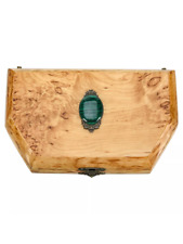 Natural Karelian birch and Malachite Box Jewelry Casket Trinket Box Unique picture