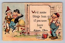 Akron OH-Ohio, Humorous General Greetings, c1914 Antique Vintage Postcard picture
