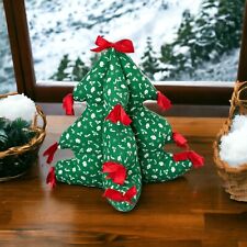 VTG Handmade 3D Christmas Tree Fabric Stuffed Holiday Decor Green Red Kitschy picture