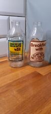 Pair Of VINTAGE 80's Milk Bottles 1 Pint Retro Advertising Bowyers Country Life picture
