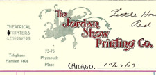 1909 THE JORDAN SHOW PRINTING CO CHICAGO IL THEATRICAL PRINTERS BILLHEAD Z4072 picture