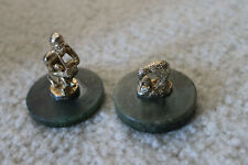 Very neat two Small metal statues with Jade bases picture
