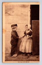 c1929 Portrait Dutch Children Traditional Clothing Clogs PHOTOGRAVURE Postcard picture