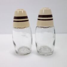 Vintage Westinghouse Gemco Glass Salt & Pepper Shakers Set Brown Stripe MCM picture