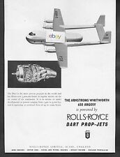 BEA BRITISH EUROPEAN 1958 ARMSTRONG WHITWORH ARGOSY 650 FREIGHTER ROLLS ROYCE AD picture