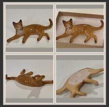 Small Vintage Orange Beige Cat Relaxing Laying Figurine picture