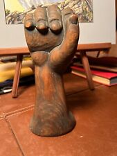 Antique Carved Wooden Clinched Fist “Power” Oak Architectural Salvage Hand 10”  picture