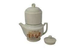 Vintage Porcelier Drip-o-lator Teapot Raised Country Hearth 4 Pc Vitreous picture