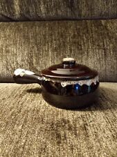 Vintage  Little  Brown Individual  Bean Pot With Handle picture