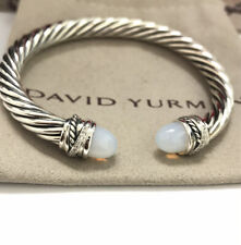 David Yurman Crossover Sterling Silver 7mm MoonStone & Diamonds Bracelet Sz M picture