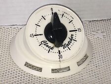 Vintage 1970s Clock Watcher MARK TIME Kitchen Timer White Plastic Tested Works picture
